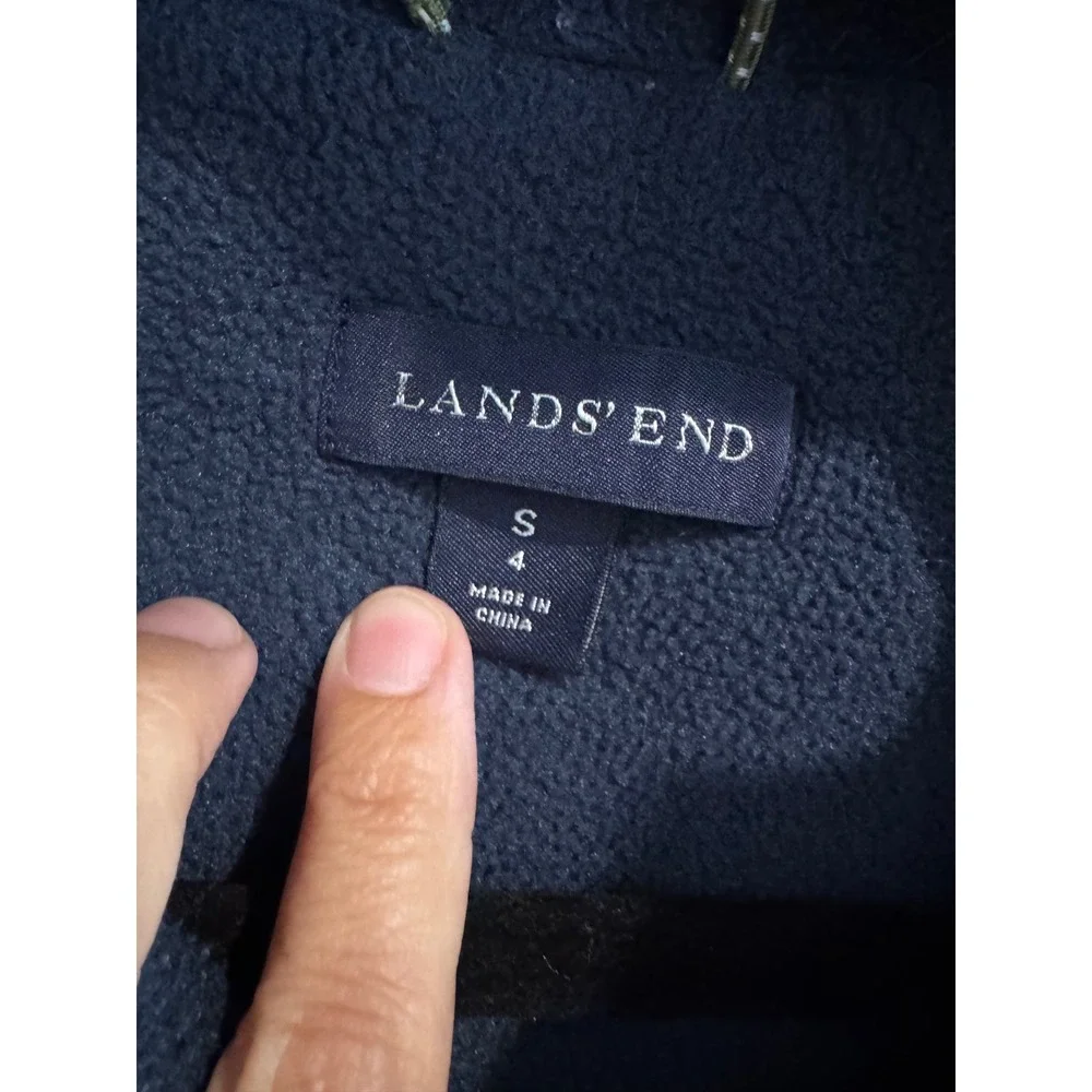 Lands End Squall Hooded Winter Jacket Boys Size 4 Green Blue Fleece Lined